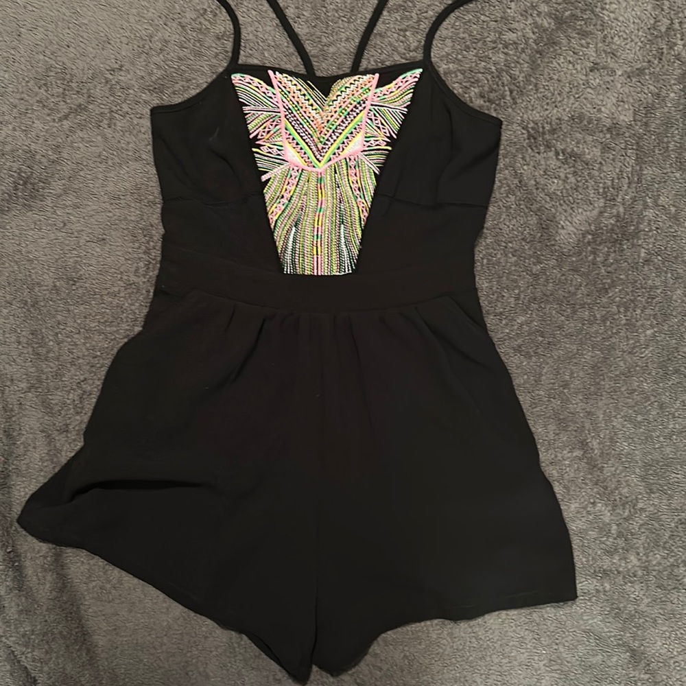 Black Stitched Romper